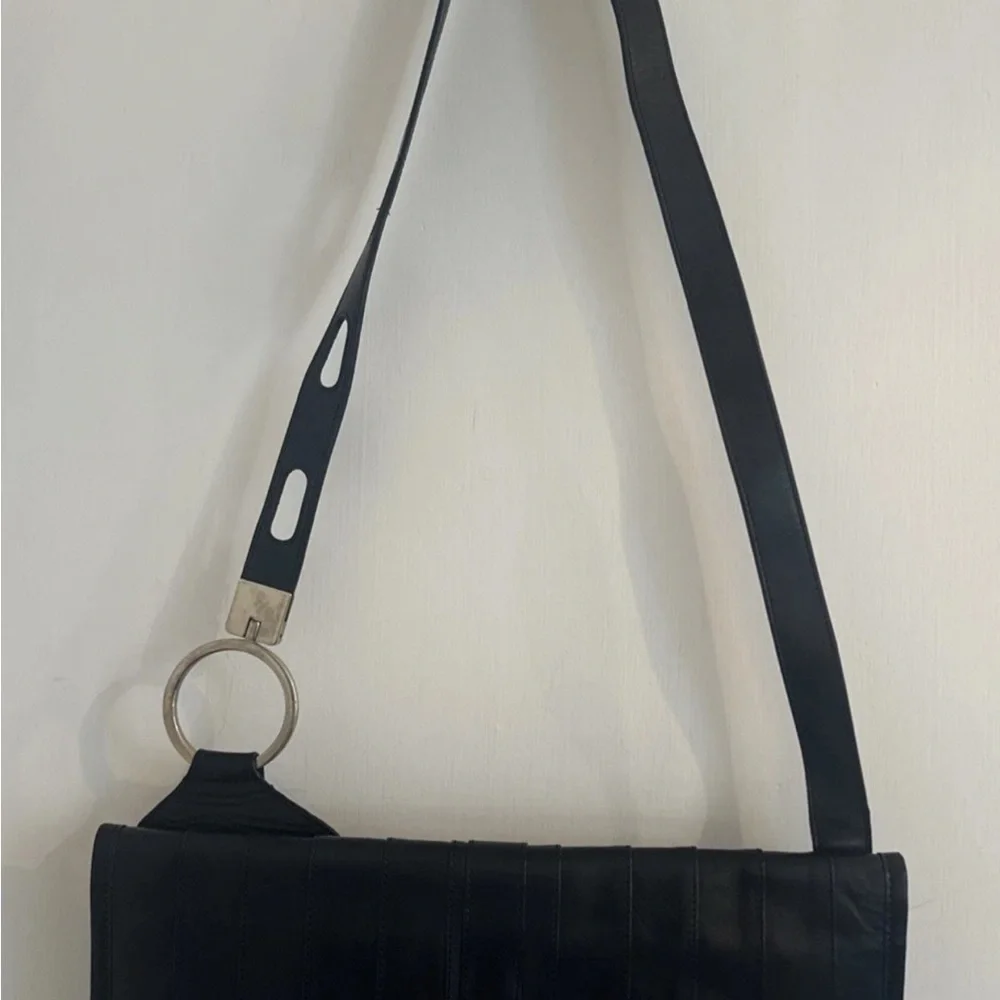 NWT Vtg BCBG Maz Azria Black Leather Shoulder Bag Y2K Gucci Horsebit $258 NOS